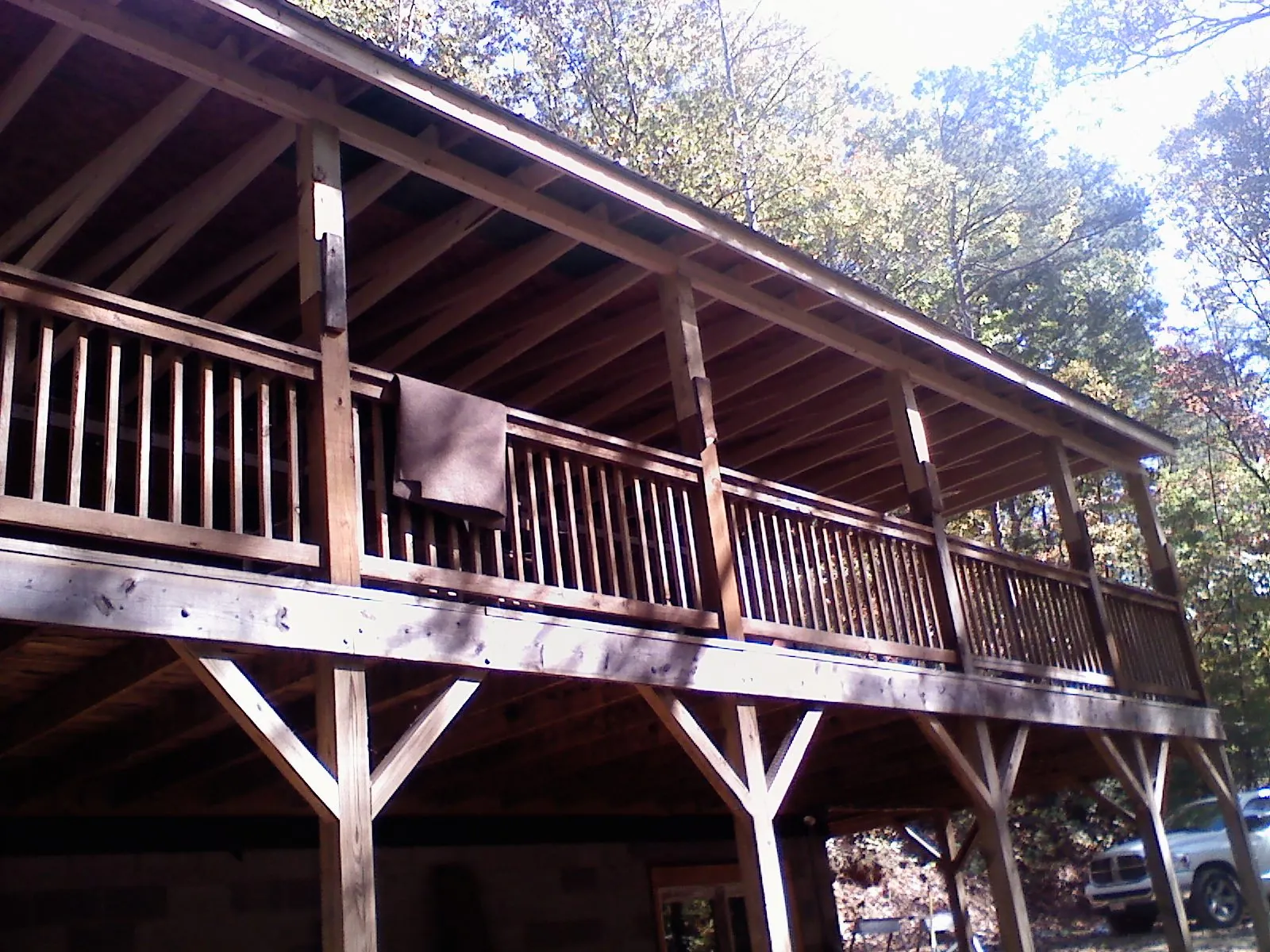 Timber framing under a new elevated porch and deck — Roof Leak Repair in Hazleton by Roofing Brothers